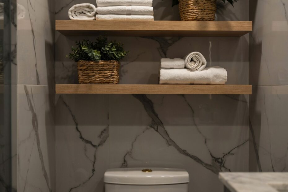 Small Bathroom Vertical Storage Ideas | Half Bath Organization Above Toilet