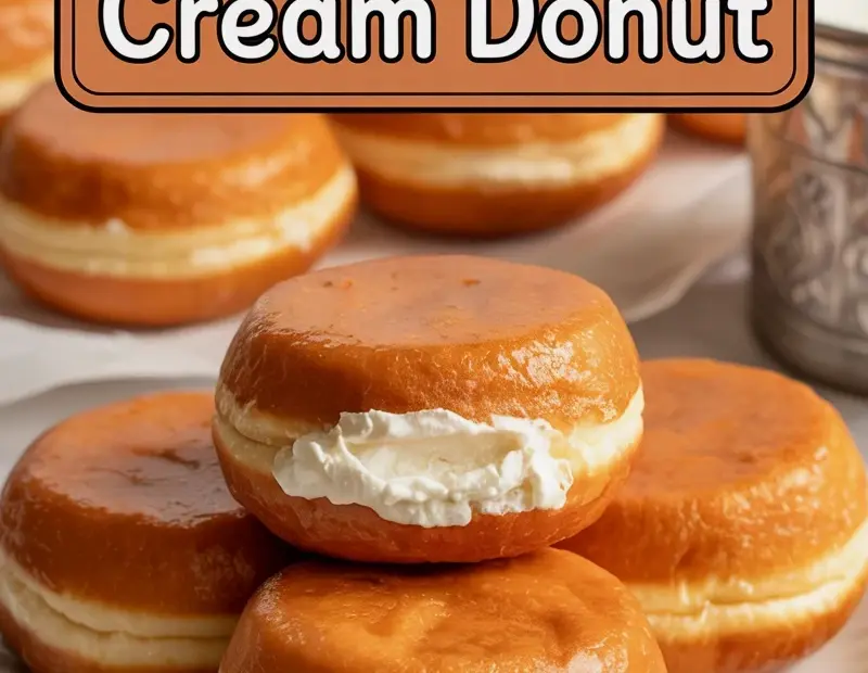 Korean Milk Cream Donuts Recipe | Soft Glazed Donuts with Cream Filling | Easy Homemade Dessert