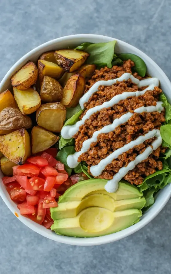 Loaded Bowl with Roasted Potatoes & Avocado – My Go-To Summer Dinner